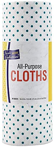 Eco-Friendly Reusable Cleaning Cloths - 6 Rolls (180 Sheets) | Biodegradable & Washable Paper Towel Alternative | Multi-Purpose for Kitchen, Bathroom & Household Cleaning