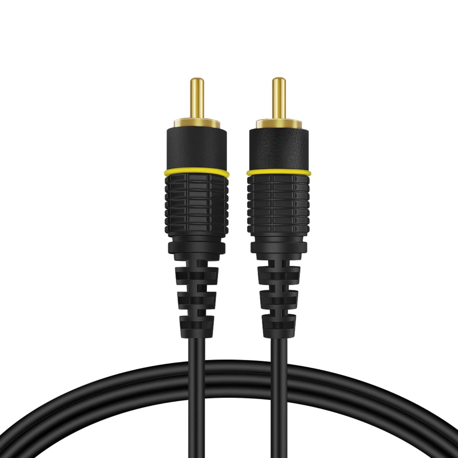 Premium RCA Male to Male Gold-Plated Audio Cable 25ft - High-Quality Black Stereo Connector for Home Theater, Speakers, DJ Equipment & Audio Systems
