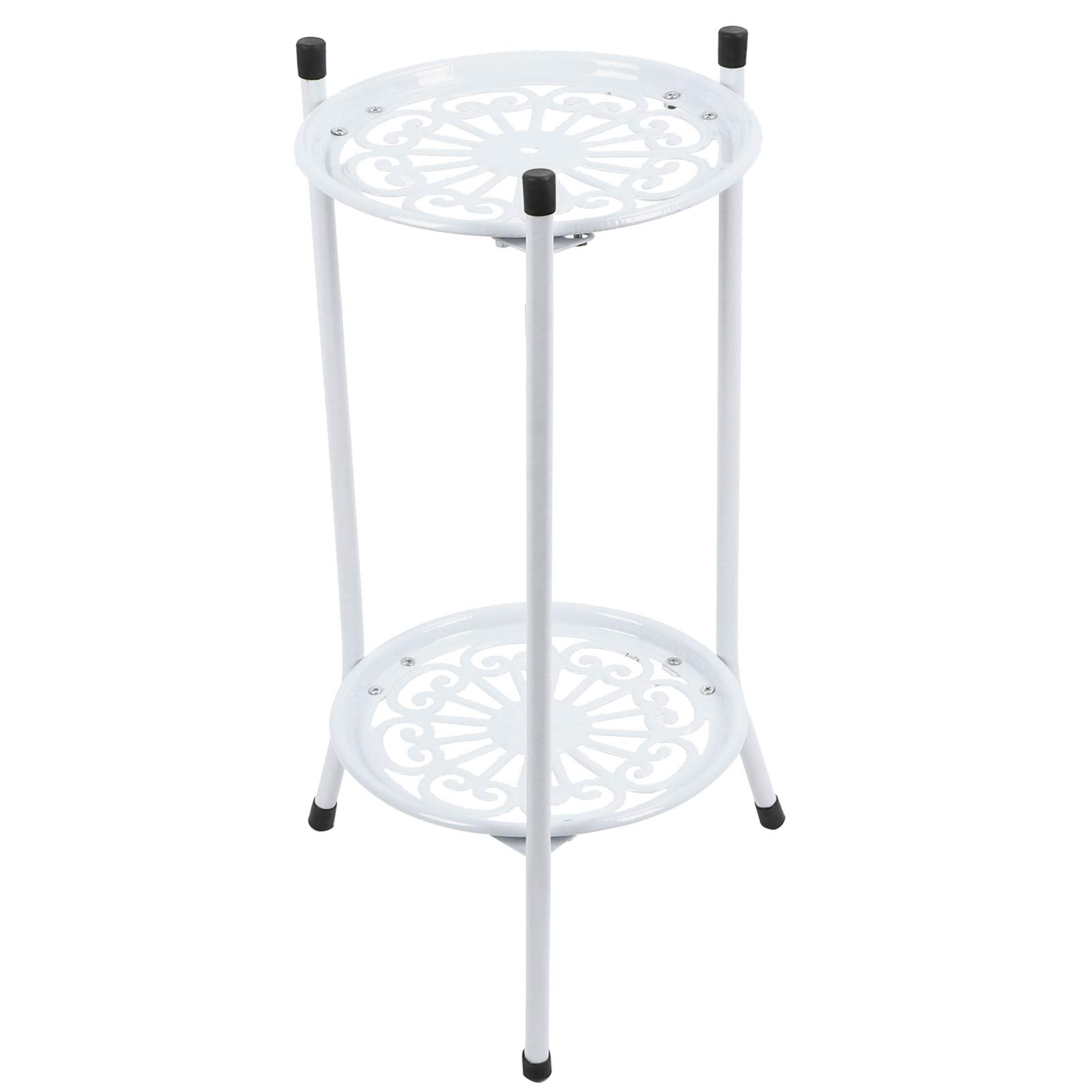 2-Tier Metal Plant Shelf - Vertical Flower Pot Stand for Indoor/Outdoor Display - White Garden Decor for Home, Balcony & Patio - Perfect for Organizing Plants, Herbs & Decorative Items