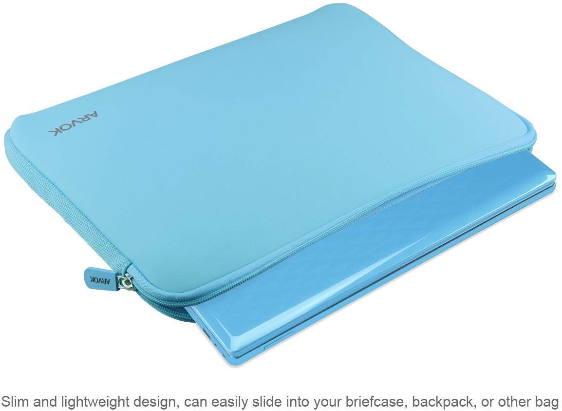 Waterproof Neoprene Laptop Sleeve Case for MacBook Air 11.6-12 Inch, Chromebook, HP, Dell, Lenovo, Asus & Acer - Lightweight Protective Cover for Travel, School & Office - Baby Blue