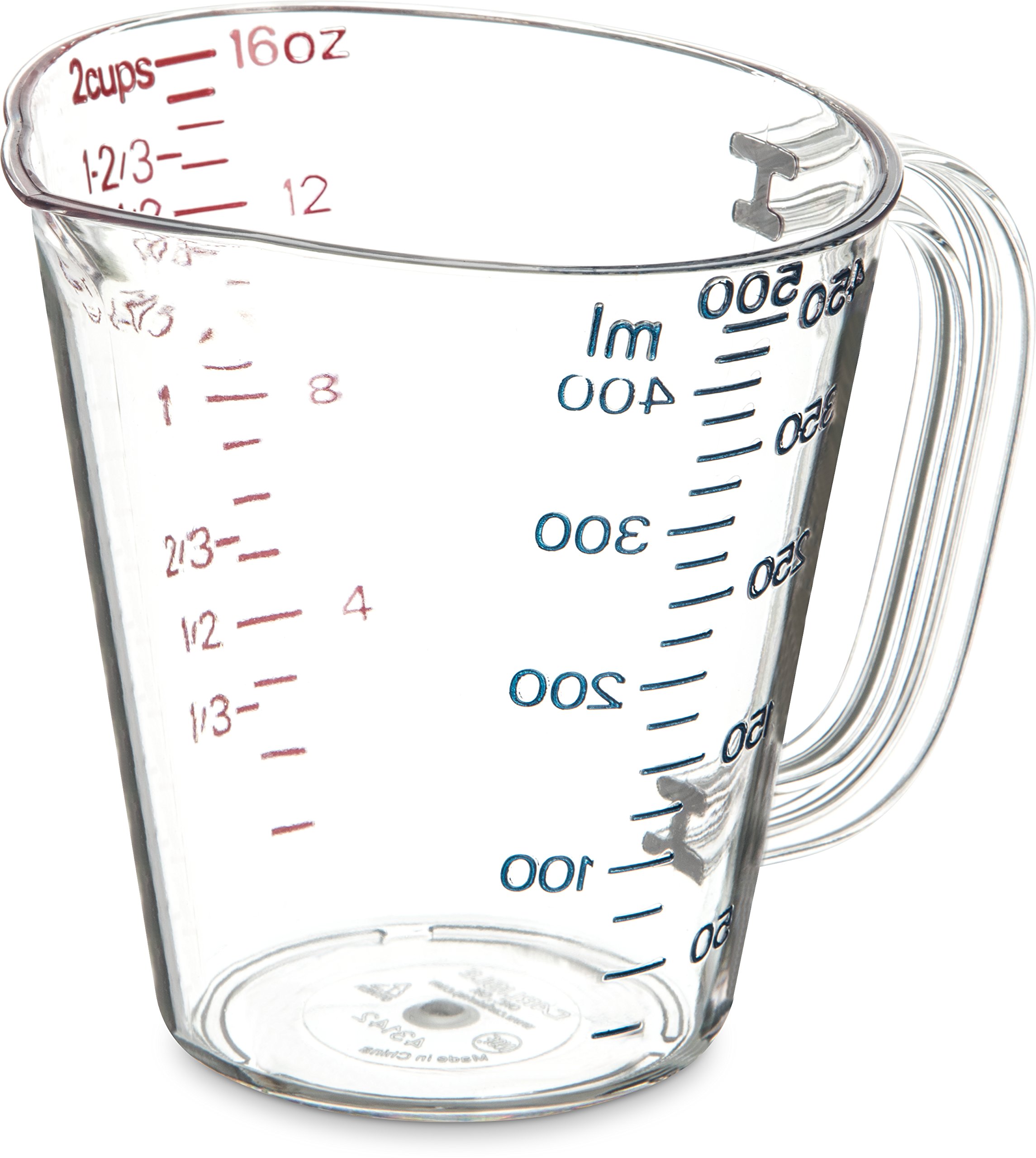 Carlisle FoodService 1 Pint Clear Plastic Measuring Cup - 6 Pack for Commercial & Home Baking, Cooking, Liquid Measurement - Durable, BPA-Free, Dishwasher Safe