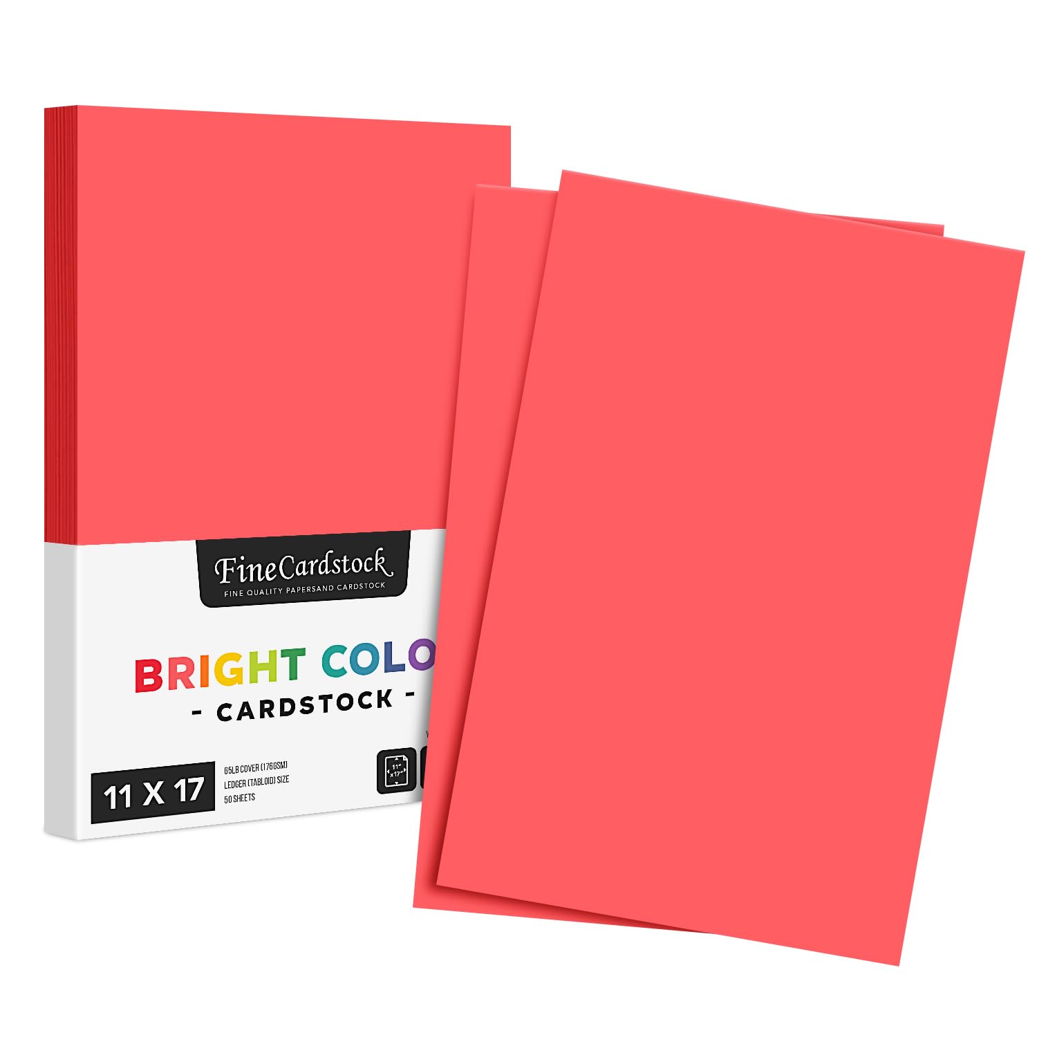 Premium Light Red 65-lb Cardstock Paper - 50 Sheets per Pack | 11