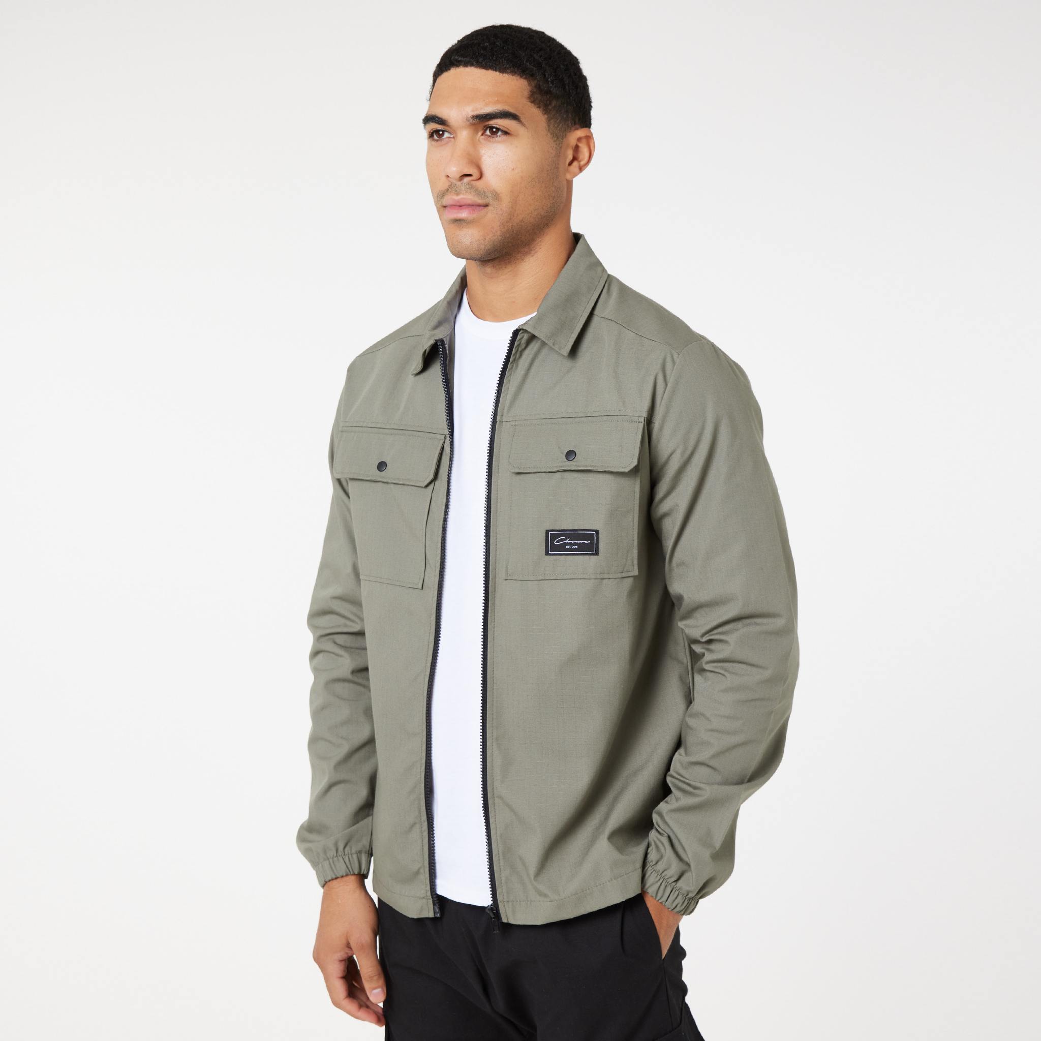 Men's Utility Overshirt Jacket - Olive Green Workwear Shirt for Outdoor Activities, Hiking & Casual Wear