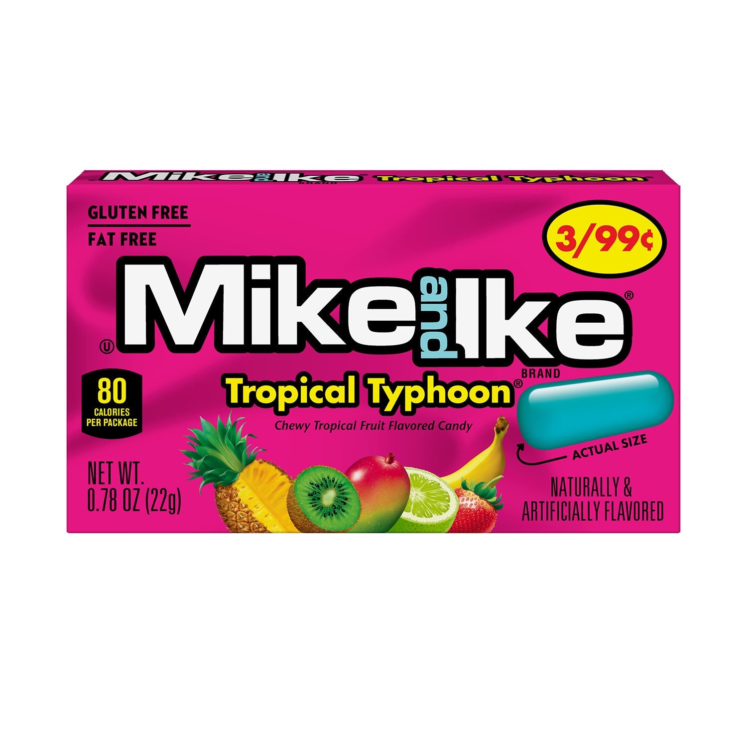 Just Born Mike & Ike Tropical Typhoon Fruit Flavored Candy - 24ct Box | Perfect for Parties, Movie Nights & Snacking