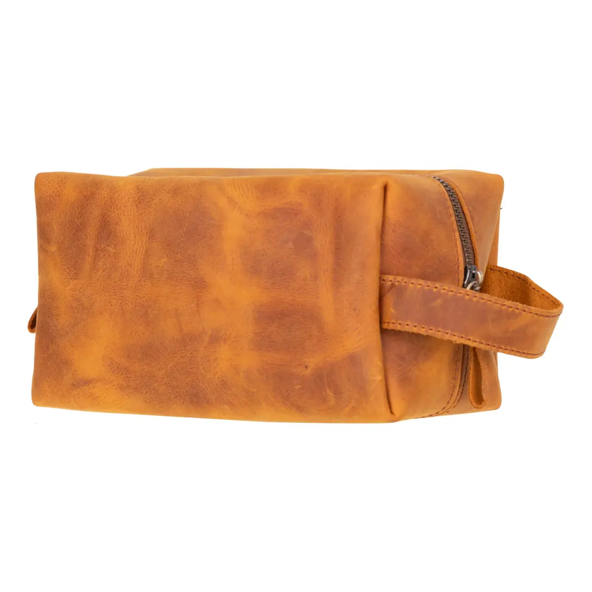 Premium Genuine Leather Dopp Kit Bag for Men - Camel Brown Travel Toiletry Organizer | Ideal for Business Trips, Gym, Camping & Weekend Getaways