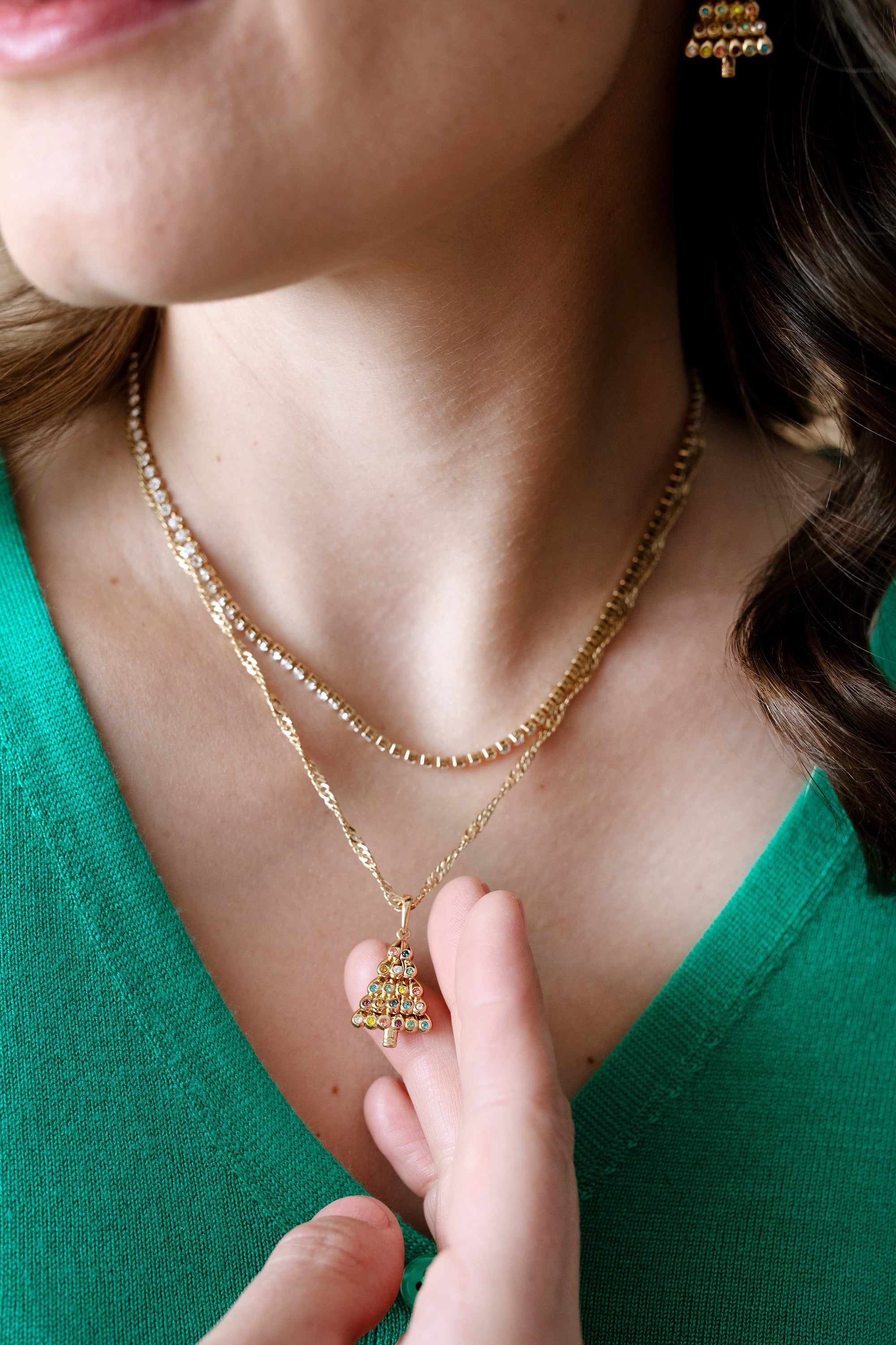 Christmas Tree Layered Necklace - Elegant Holiday Jewelry for Women, Festive Layered Pendant Necklace for Christmas Party & Gift Giving