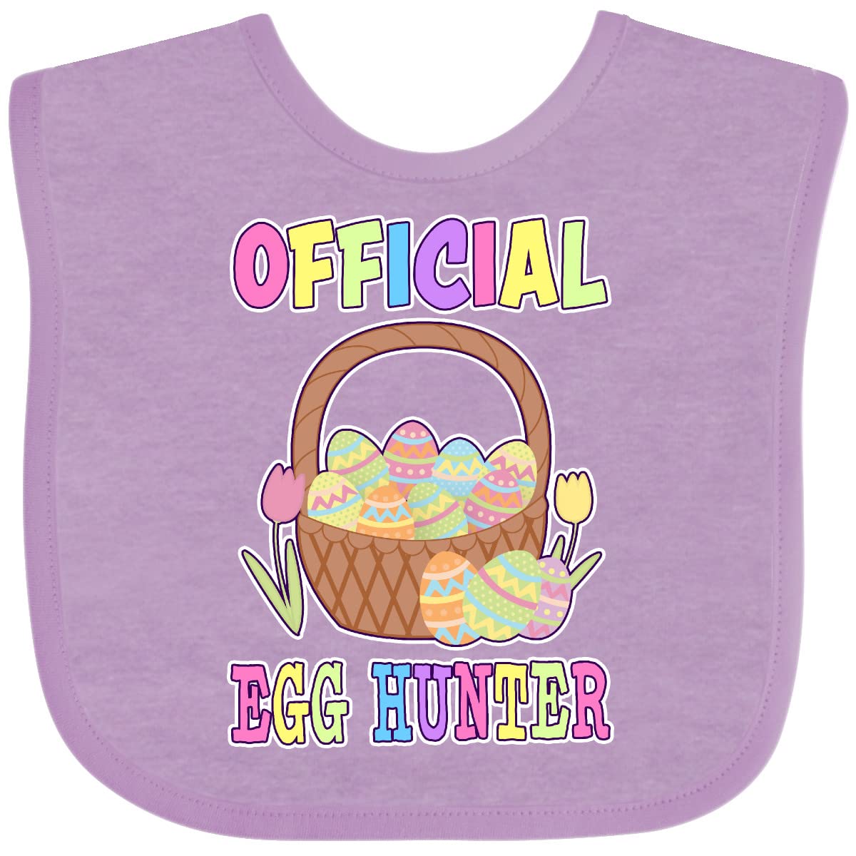 Inktastic Official Egg Hunter with Easter Basket and Eggs Baby Bib - Soft Cotton Easter Bib for Babies & Toddlers - Perfect for Easter Egg Hunts, Brunch, and Family Photos
