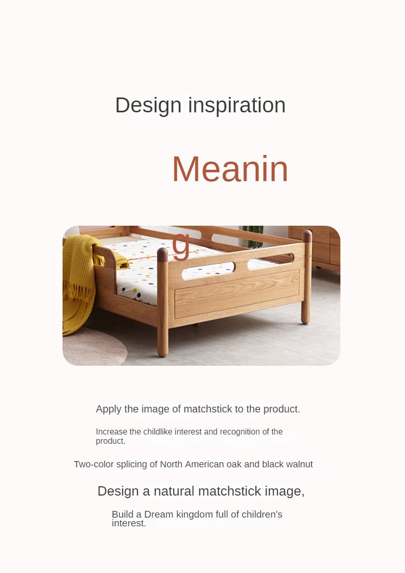 Solid Oak Wood Kids Bed - Sturdy & Safe Children's Bedroom Furniture for Toddlers & Teens - Perfect for Bedrooms, Daycare, and Guest Rooms