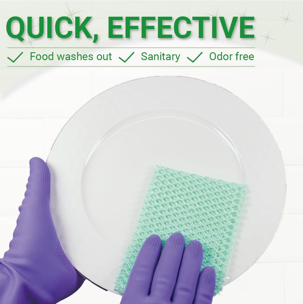 Olivia Tree 5-Pack Premium Dish Washing Net Cloths - Quick Dry Scrubber Sponge for Pots, Pans & Dishes (11x11 Inch) - Durable Kitchen Cleaning Pads for Easy Stain Removal & Grease Cutting