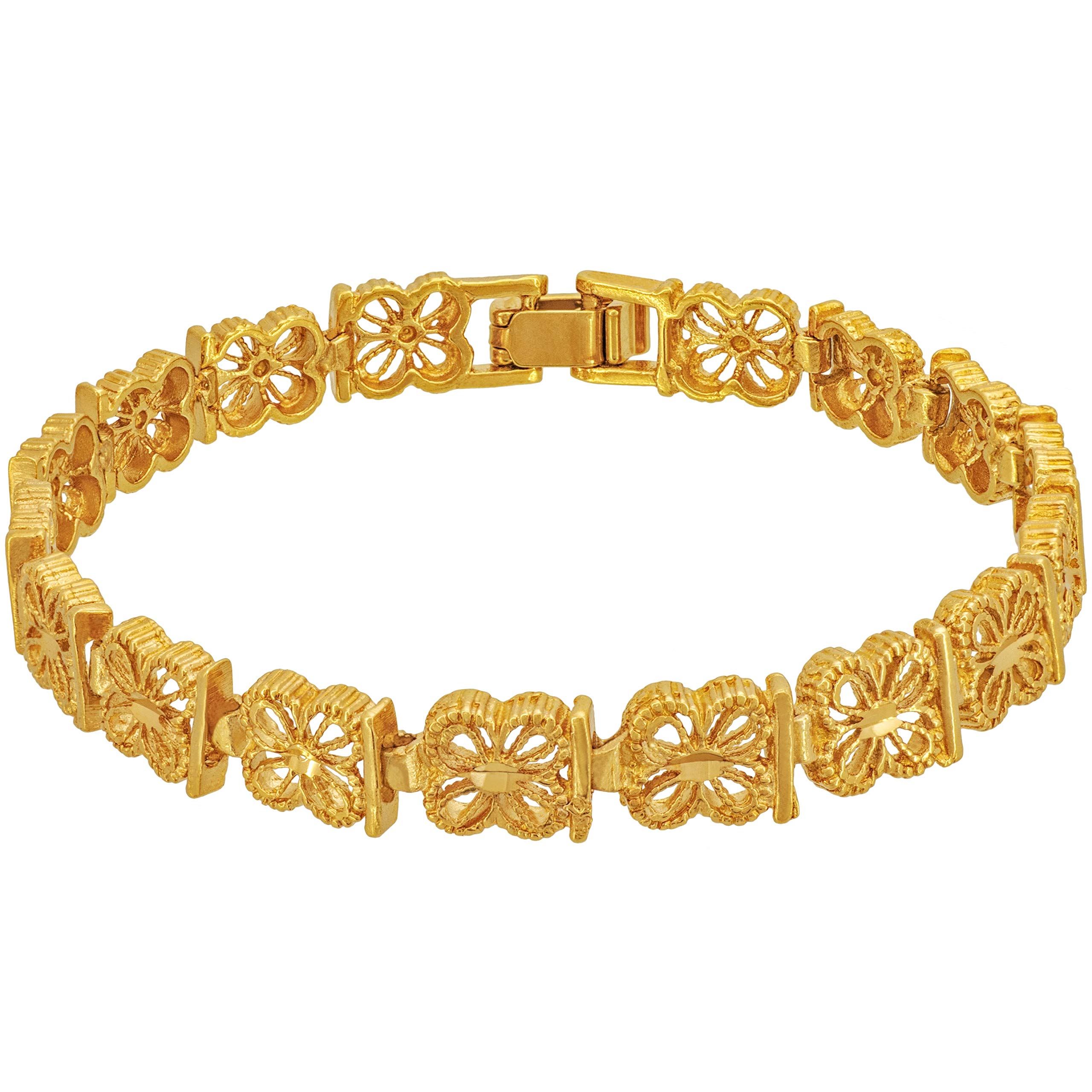 LIFETIME JEWELRY 24k Gold Plated Good Luck Filigree Bracelet for Women & Teens - Perfect for Gifts, Parties, and Everyday Wear