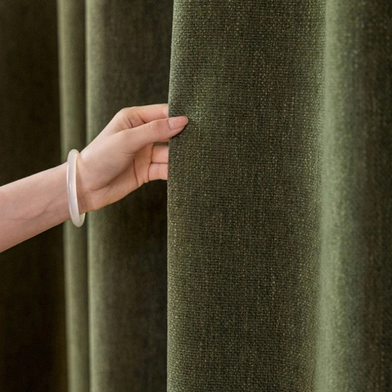 Natasha Cotton Linen Cross Weave Blackout Curtains for Bedroom - Thermal Insulated Window Drapes for Living Room & Nursery, Noise Reducing & Light Blocking Home Decor