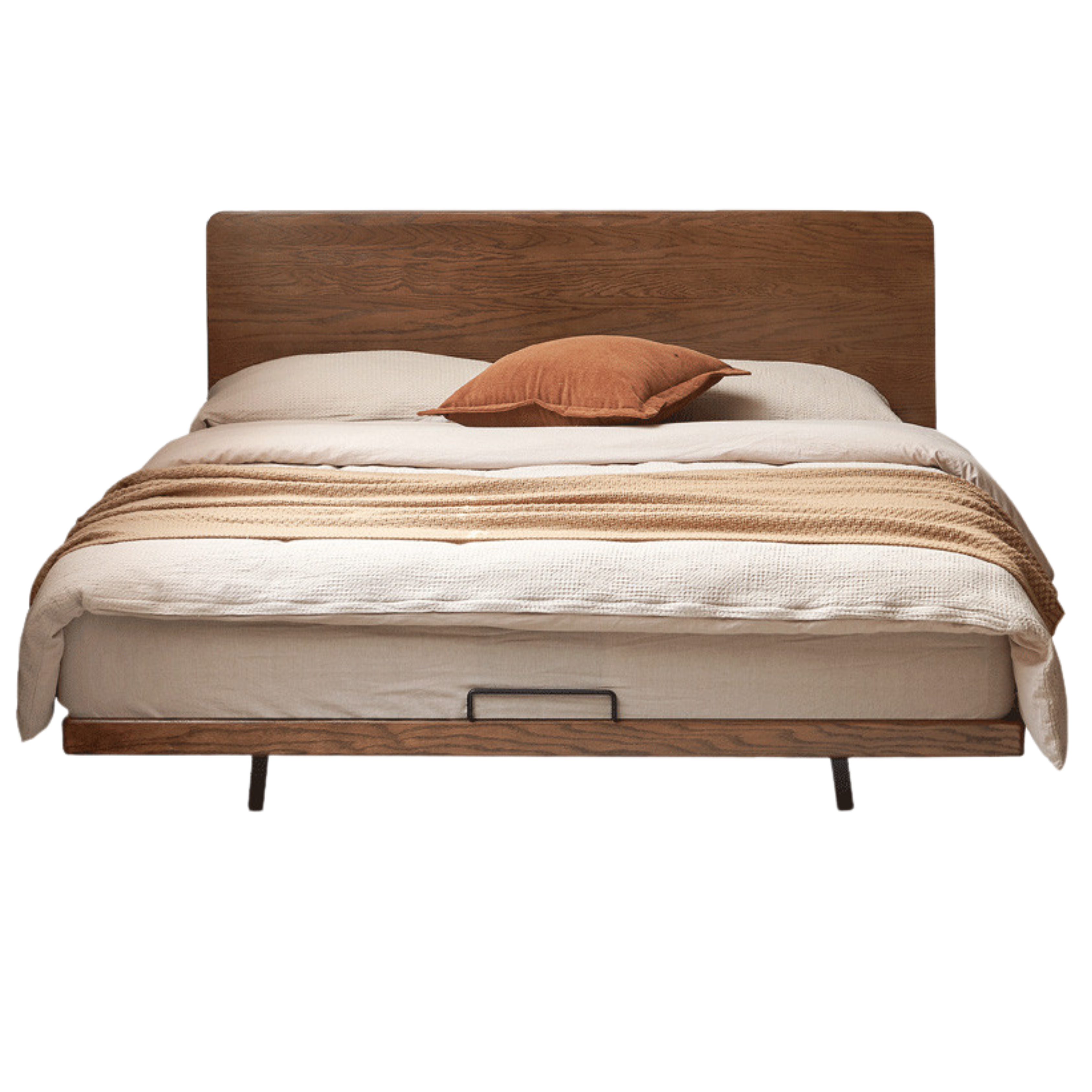 Solid Oak Wood Floating Bed Frame - Modern Platform Bed with Suspended Design for Bedroom, Guest Room & Loft