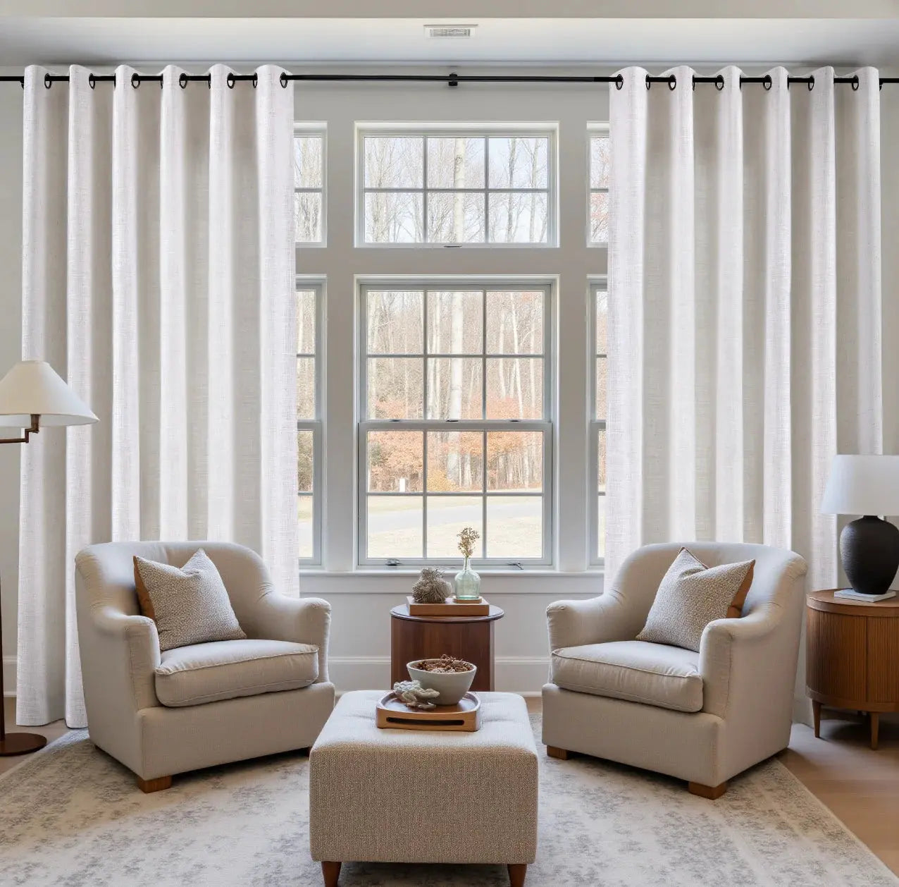 Linen Curtains with Grommet Top - Blackout Drapes for Living Room & Bedroom - Elegant Home Decor for Windows (52x84 Inches) - Perfect for Privacy, Light Control and Room Darkening