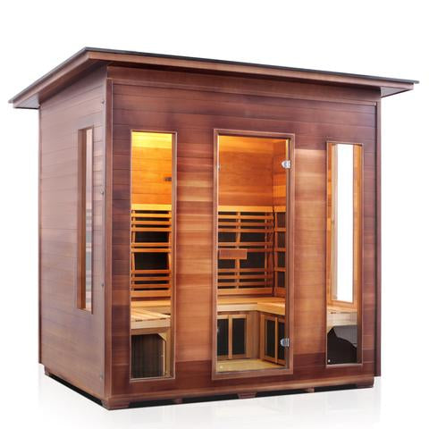 Enlighten Sauna Rustic 5-Person Full Spectrum Infrared Sauna for Indoor & Outdoor Use - Perfect for Home Spa, Relaxation & Detox Therapy