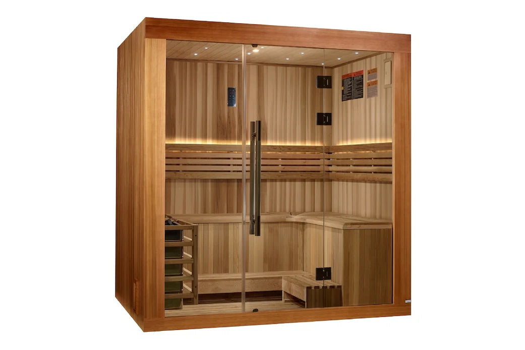 Golden Designs Copenhagen 3-Person Indoor/Outdoor Traditional Sauna - Perfect for Home Spa, Backyard Relaxation & Wellness Retreat