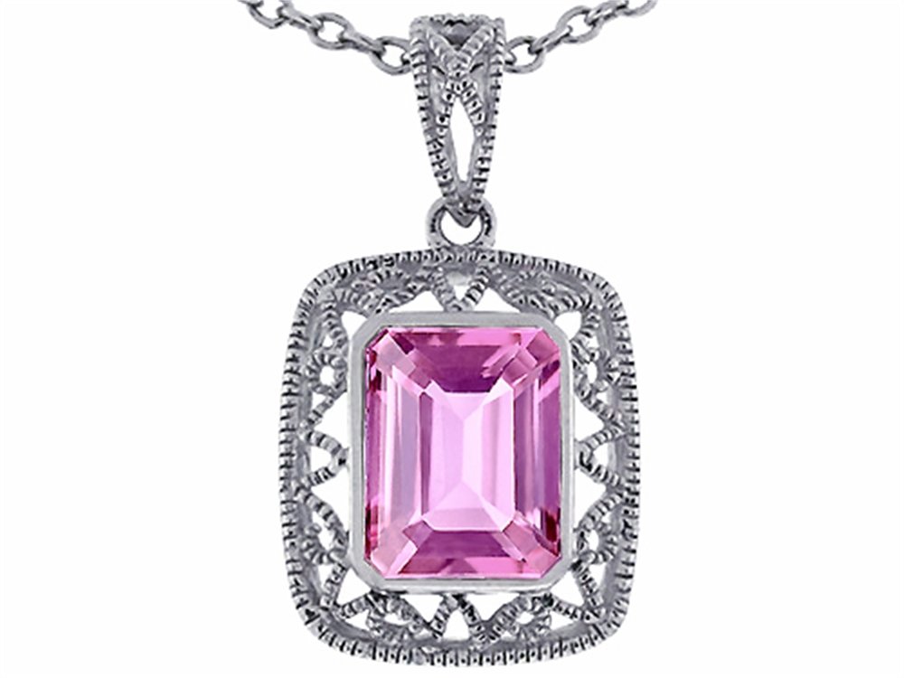 10k White Gold Emerald Cut Pendant Necklace for Women - Elegant Solitaire Jewelry Gift for Anniversary, Birthday & Special Occasions