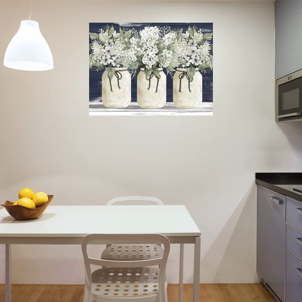 Hand-Painted White Floral Trio Canvas Wall Art - Modern Home Decor for Living Room, Bedroom, Office & More - 43x32 Inches - Ready to Hang - Perfect for Housewarming Gifts & Interior Design