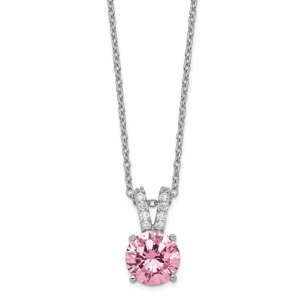 925 Sterling Silver Pink & White CZ Cubic Zirconia Pendant Necklace with Lobster Clasp - Elegant Jewelry for Women, Perfect for Valentine's Day, Anniversary & Special Occasions
