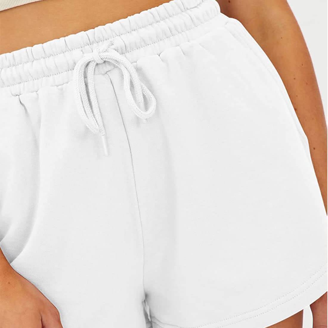 **ASHER FASHION Women's High Waist Athletic Shorts - Elastic Drawstring Summer Running Shorts with Pockets - Comfortable for Workout, Yoga & Casual Wear**