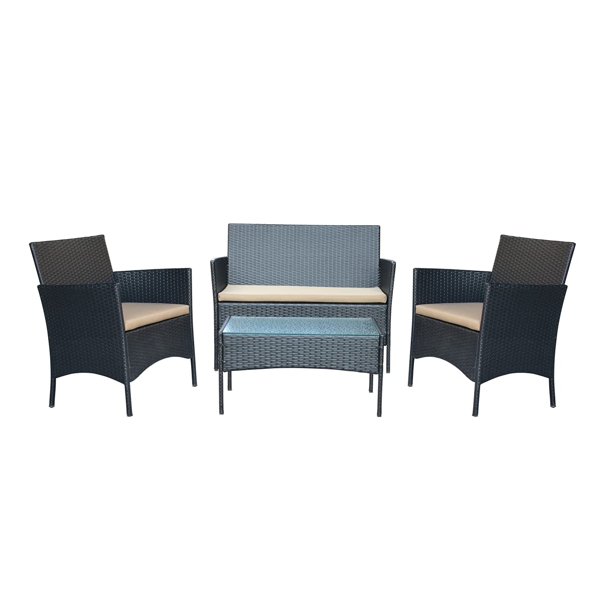 Jeco W00609-B 4-Piece Patio Conversation Set - 2