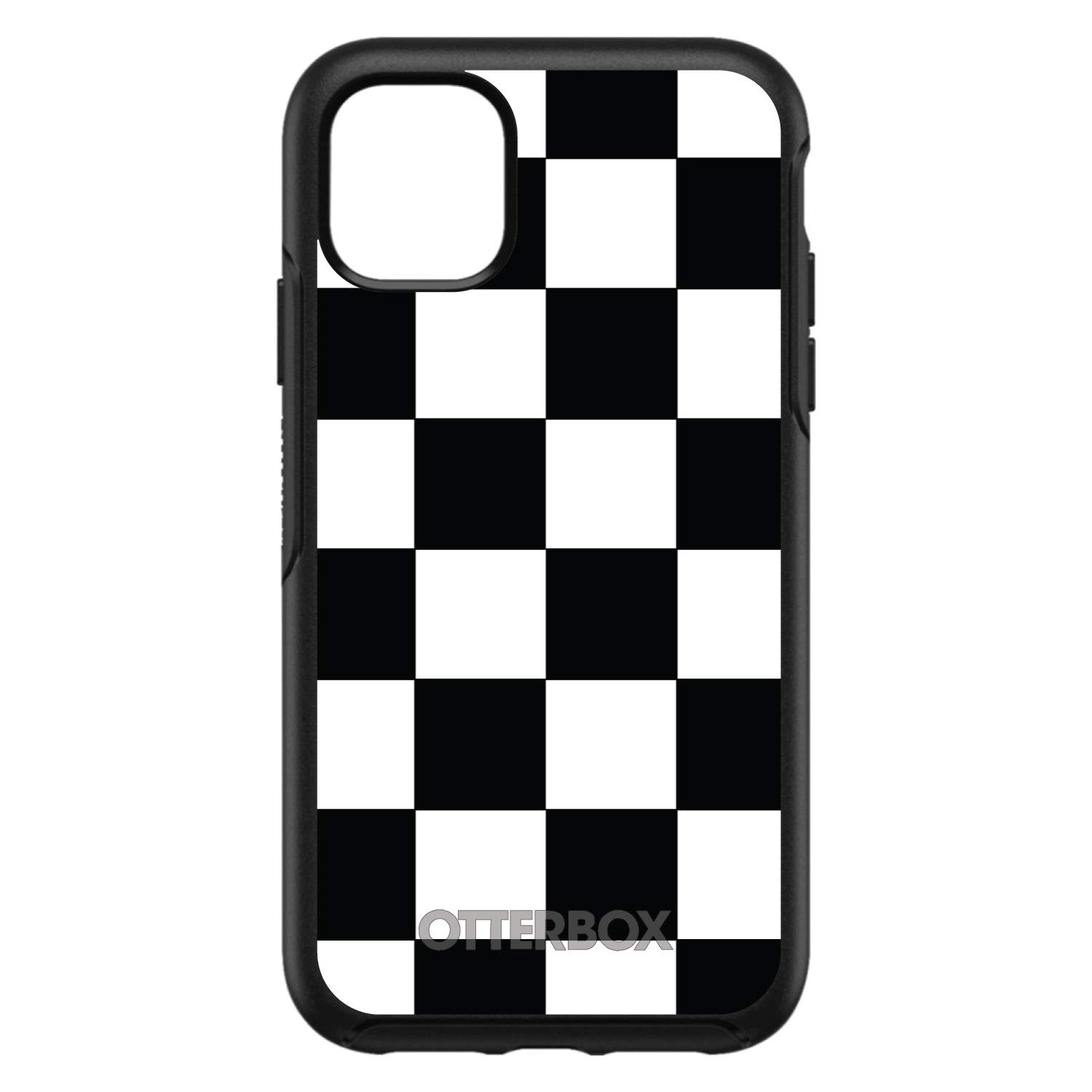DistinctInk iPhone 12/12 Pro Case (6.1 Inch) - Black & White Checkered Flag Geometric Design - Slim Protective Cover Compatible with OtterBox Symmetry - Perfect for Everyday Use, Work & Travel Protection