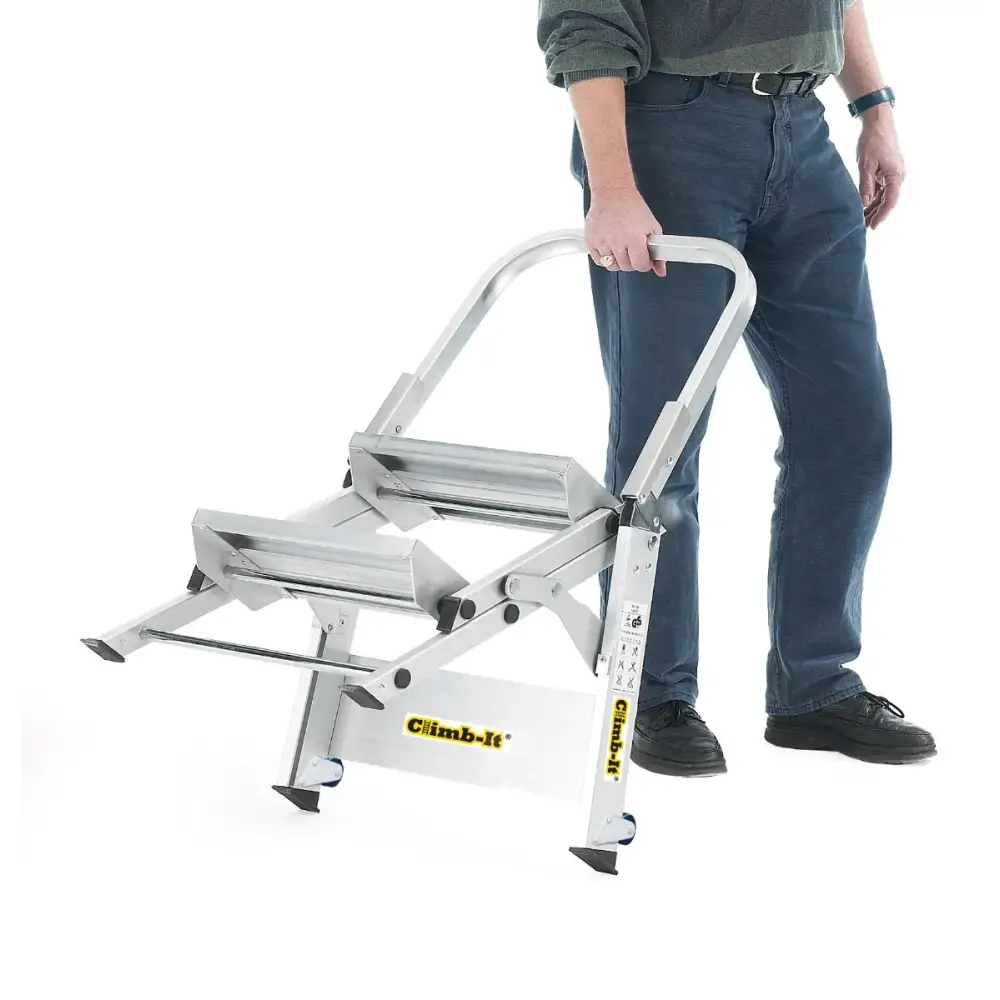 Climb It Easy Slope Aluminum Folding Ladder Steps - Lightweight Portable Step Stool for Home, Garage & Outdoor Use