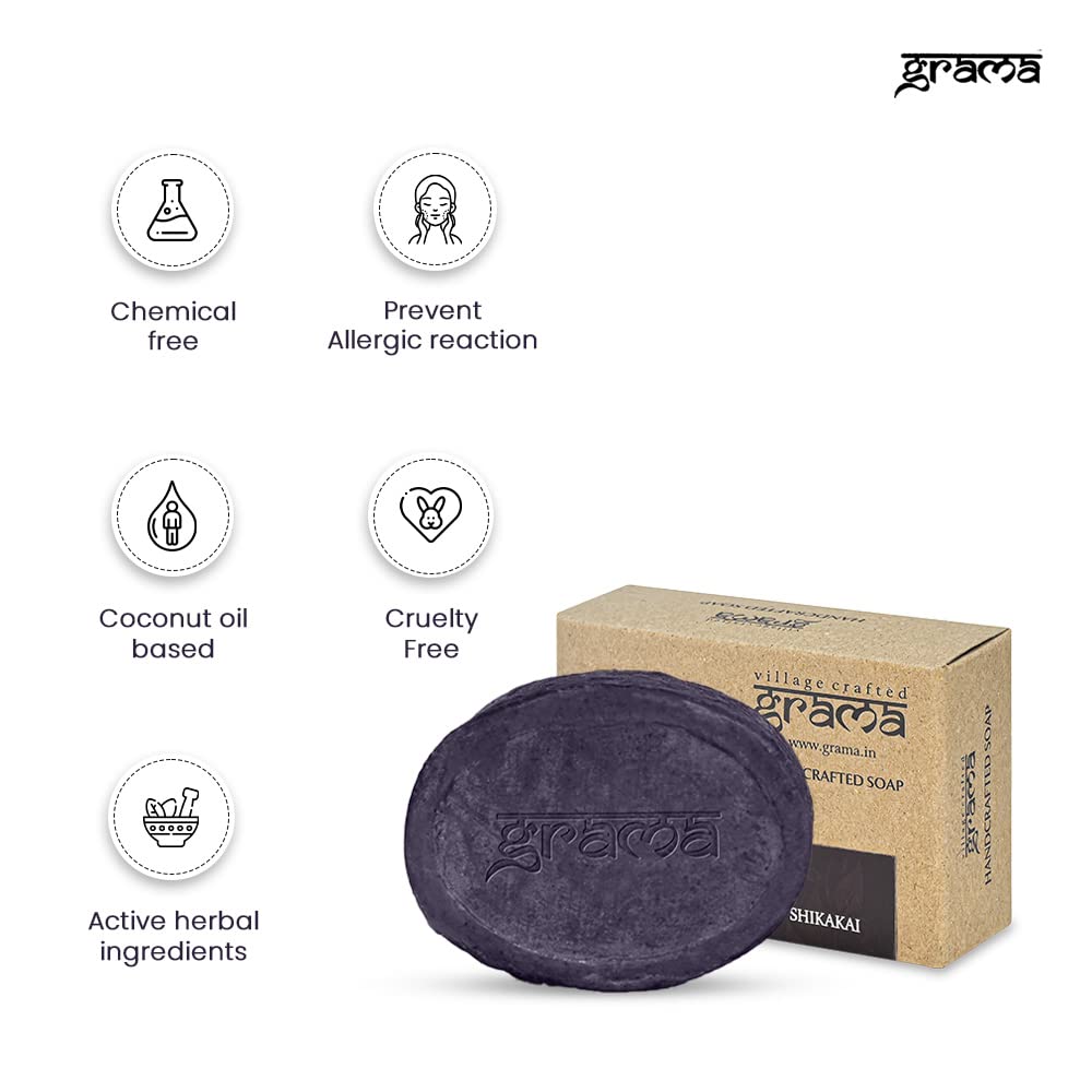 Grama Handcrafted Shikakai Soap (Pack of 2) - Natural Ayurvedic Hair Care for Shine & Growth - Perfect for Daily Use & Travel