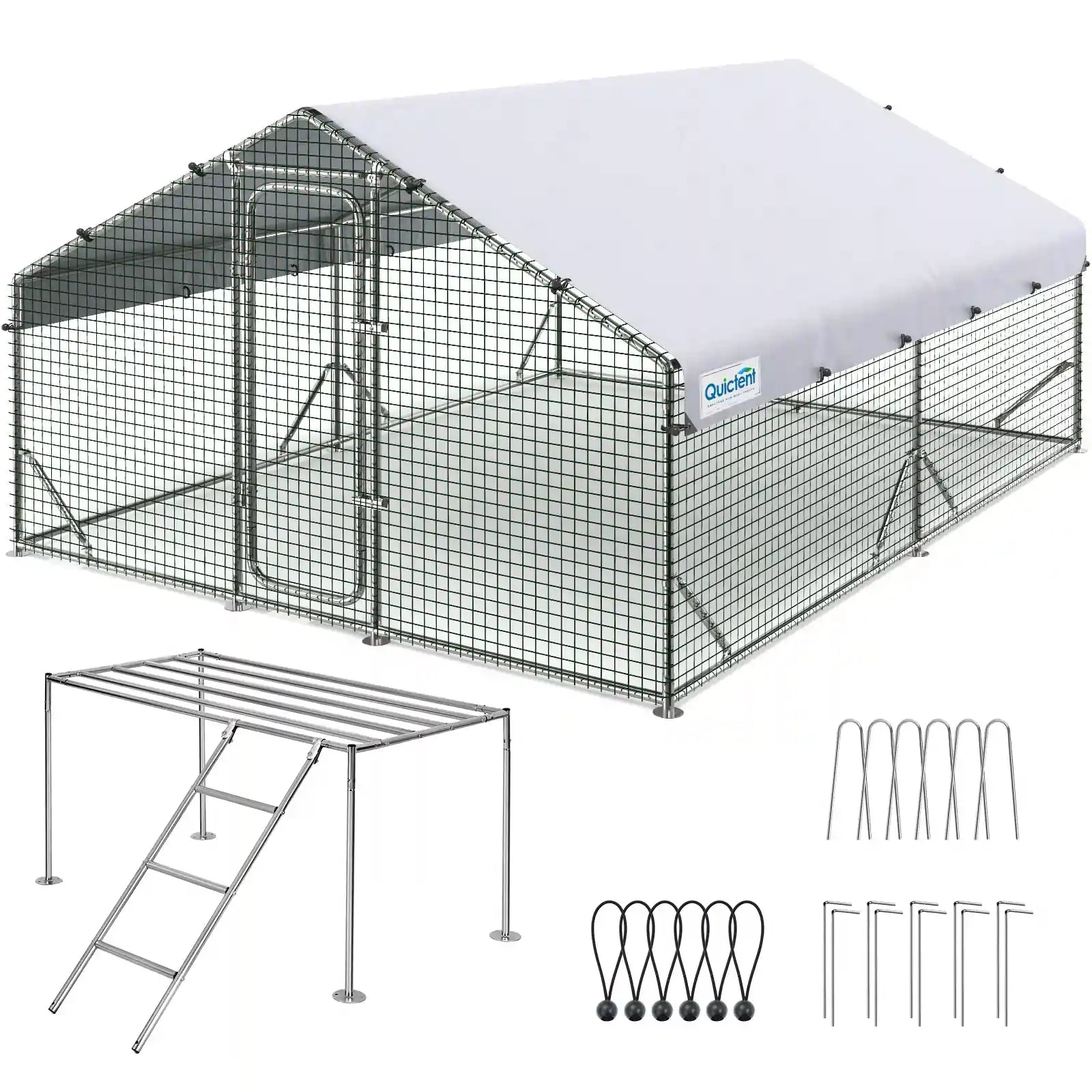 Large Metal Chicken Coop Run - Durable Outdoor Poultry Pen for Hens & Roosters - Perfect for Backyard Farming & Free Range Chicken Keeping