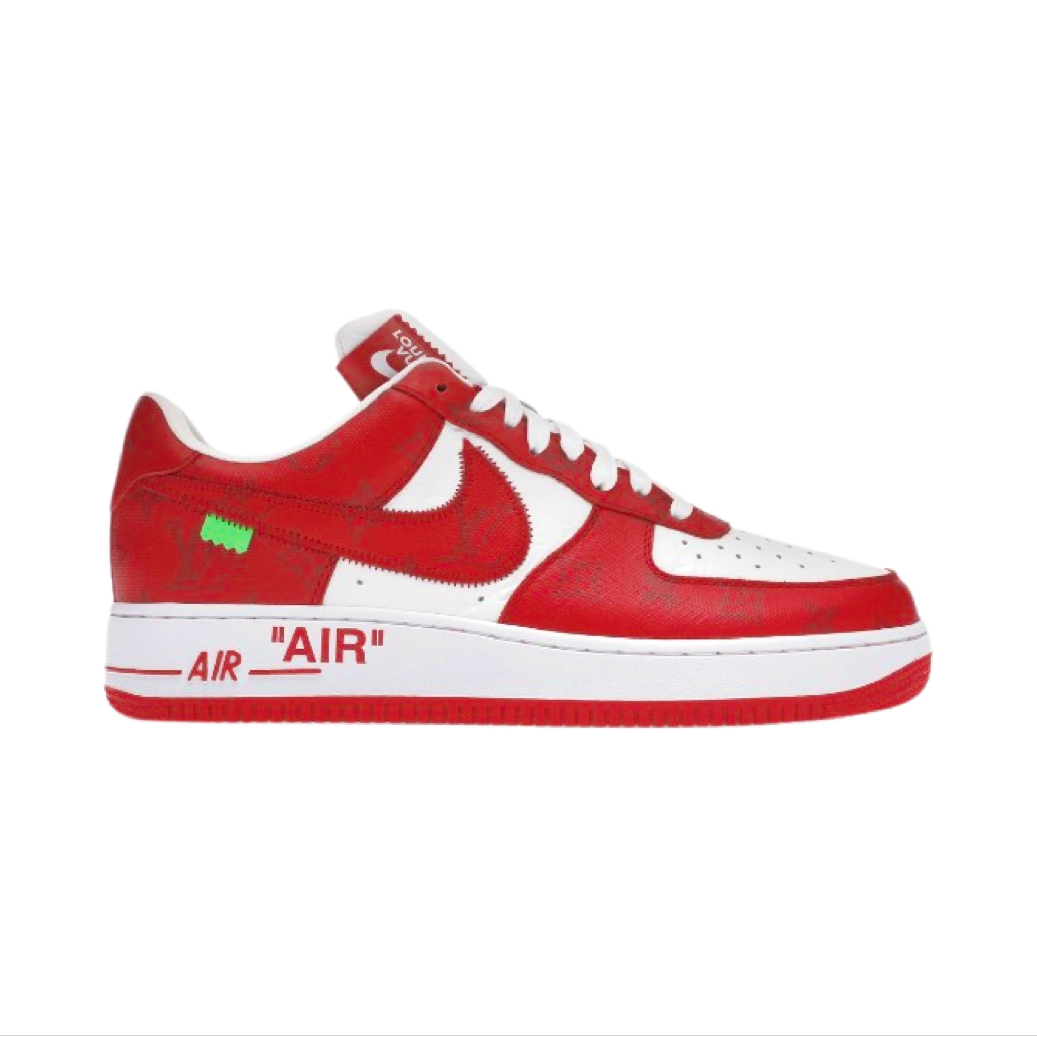 Louis Vuitton x Off White Air Force 1 Low Sneakers - Red & White Colorway by Virgil Abloh | Limited Edition Luxury Streetwear for Men's Fashion & Sneaker Collectors