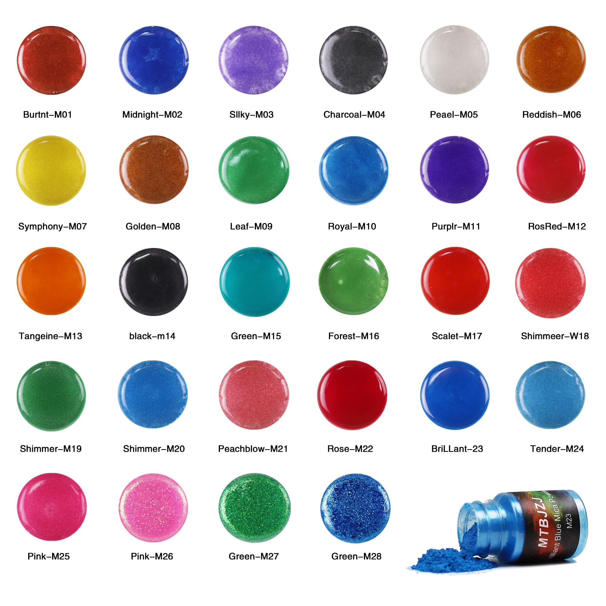 140g Mica Powder for Epoxy Resin & Crafts - 28 Pearlescent Metallic Pigments for Candle Making, Soap, Lip Gloss, Bath Bombs, Tumblers, Slime & Paint | DIY Art Supplies & Resin Dye for Creative Projects