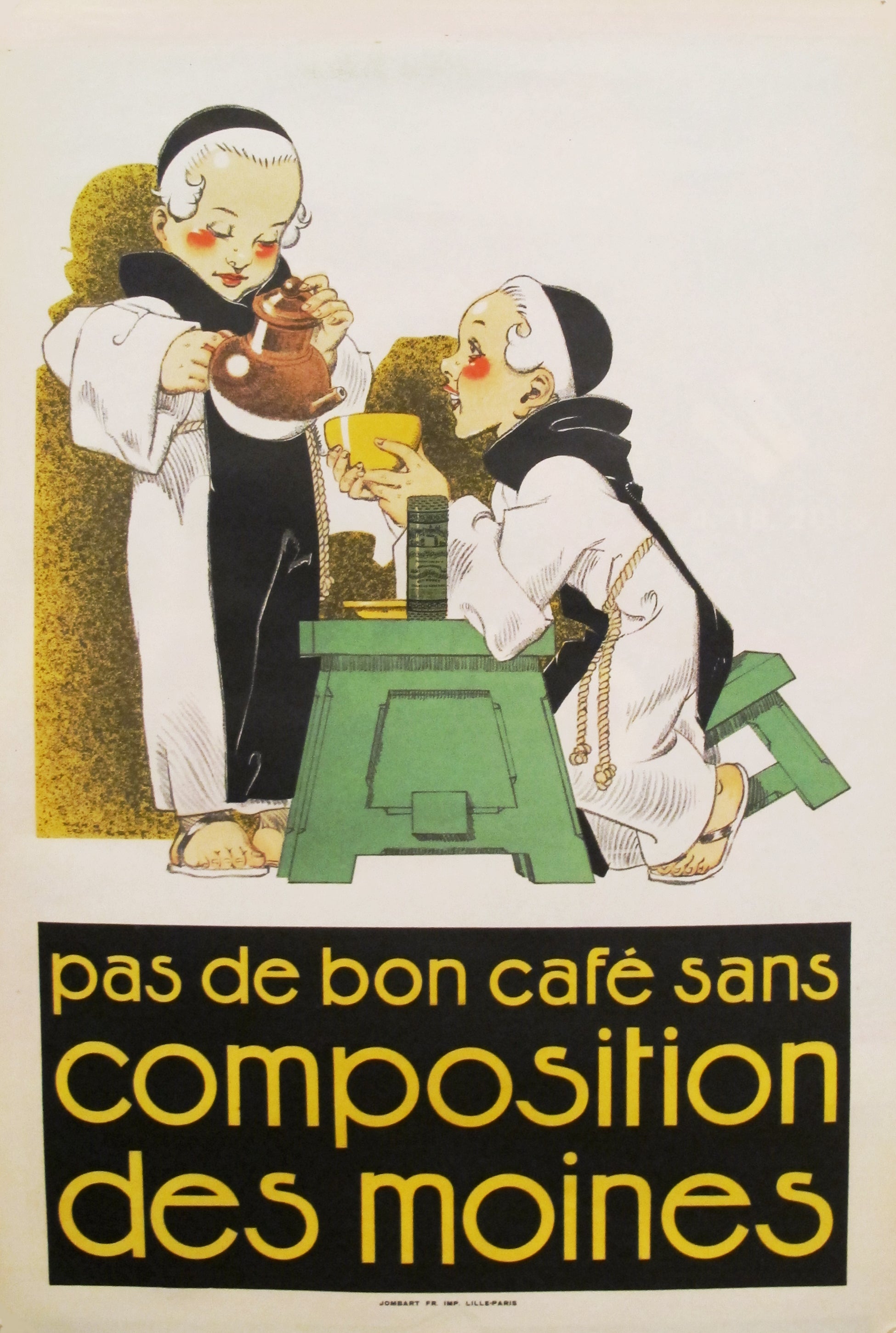 Vintage 1920s French Art Deco Poster - Pas de Bon Cafe - Retro Wall Decor for Home, Office & Cafe - Perfect for Art Lovers & Vintage Collectors