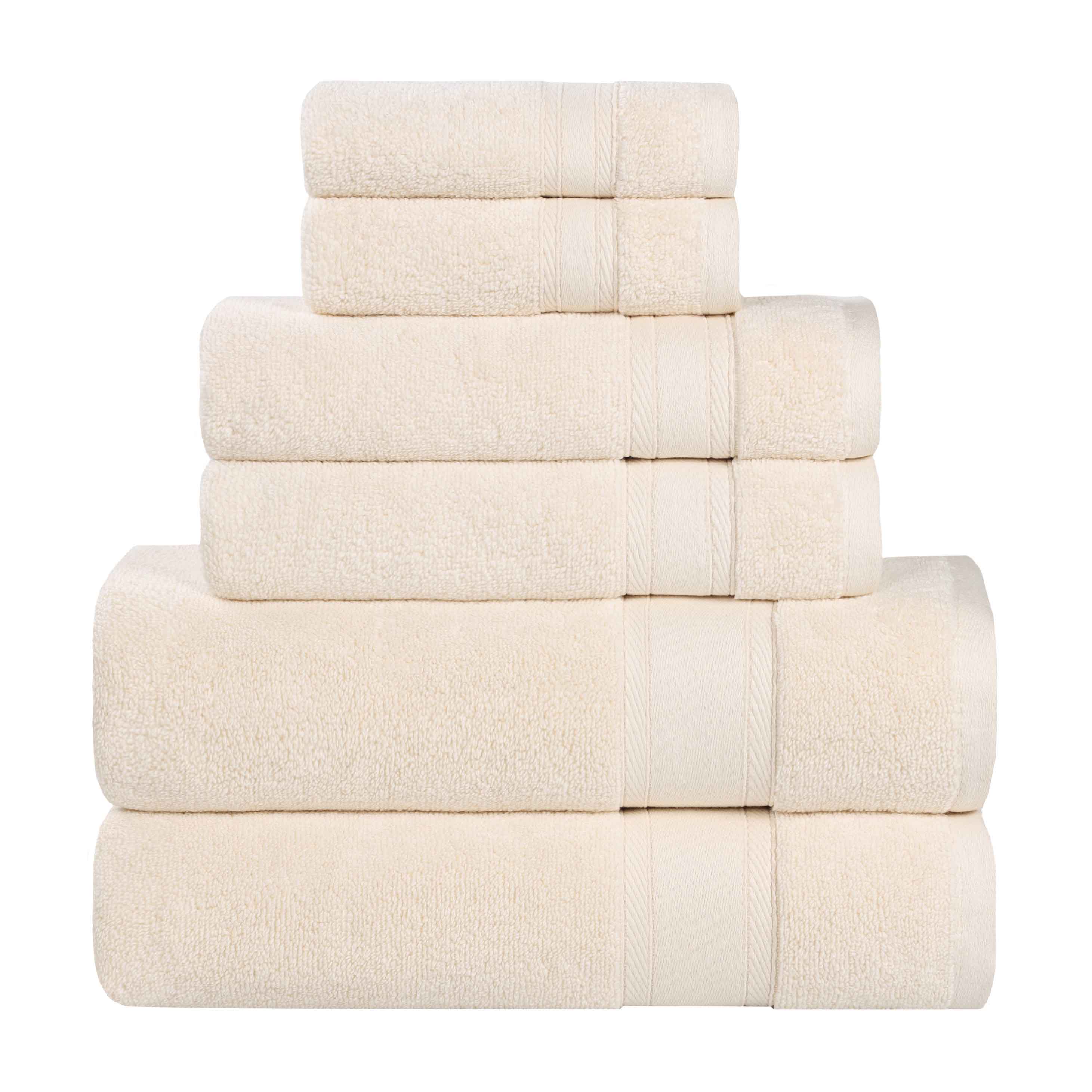 Belmont Zero Twist 100% Cotton Medium Weight 6-Piece Bath Towel Set - Soft & Absorbent for Spa, Gym, and Luxury Home Use