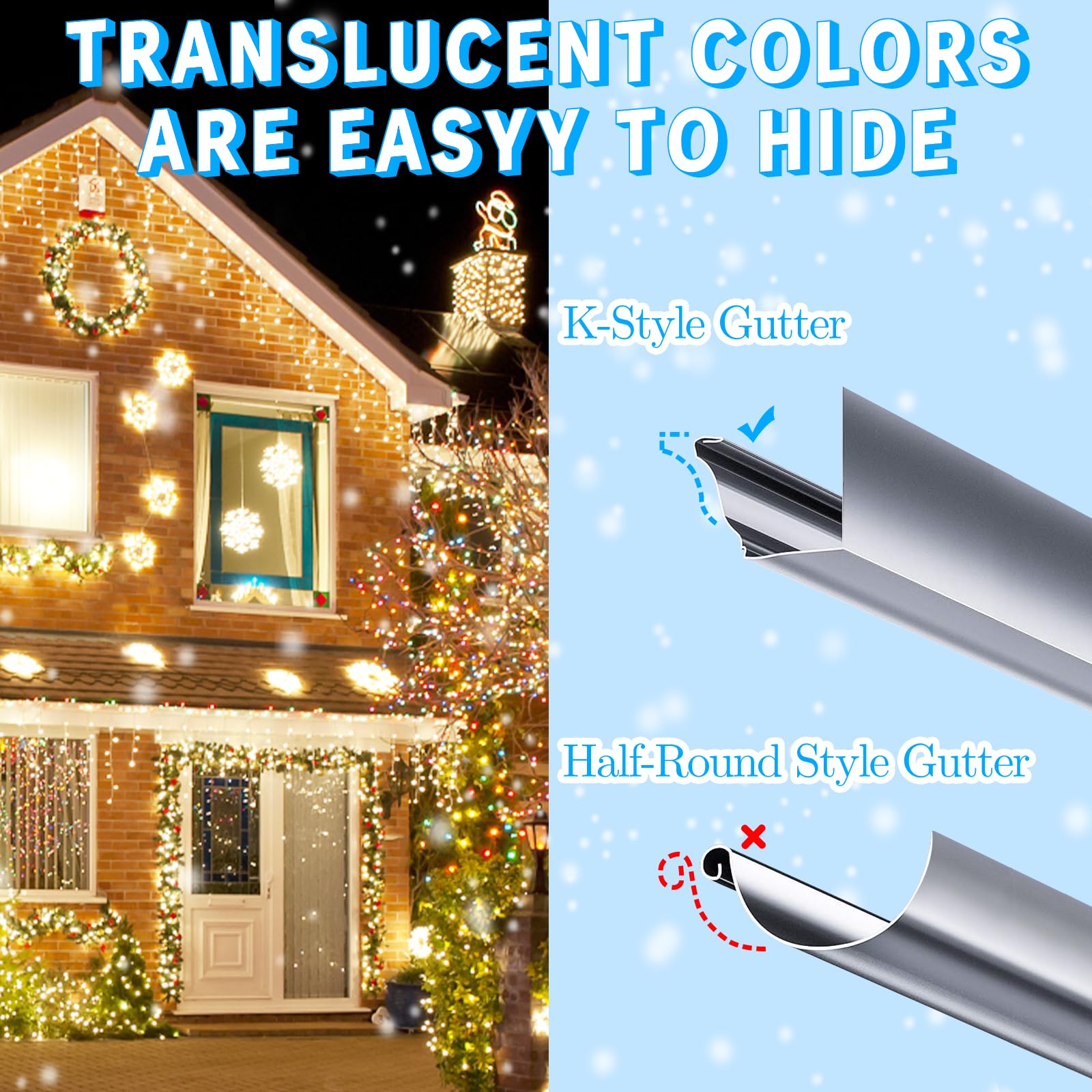 200 Pack Clear Mini Christmas Light Clips - Gutter & Shingle Hooks for Outdoor Holiday Lights | Perfect for Roof, Eaves & Christmas Tree Decoration