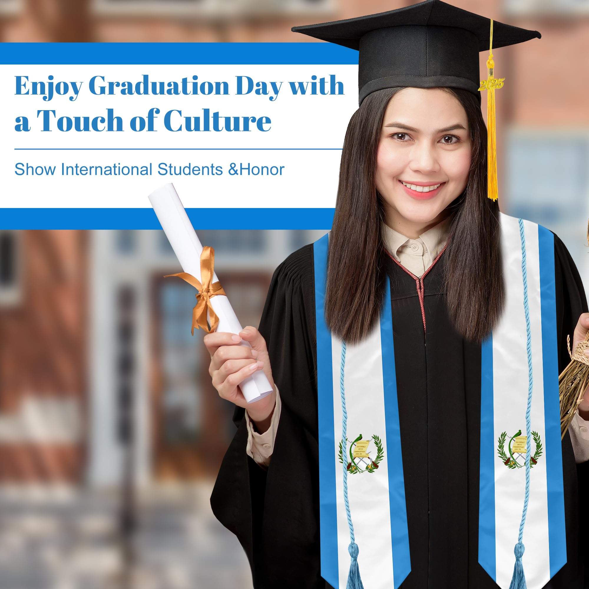 2025 Graduation Stole with Guatemala Flag - Class of 2025 Sash for Graduation Ceremony - Perfect Gift for Guatemalan Students & Graduates - Celebrate Academic Achievements & Cultural Pride