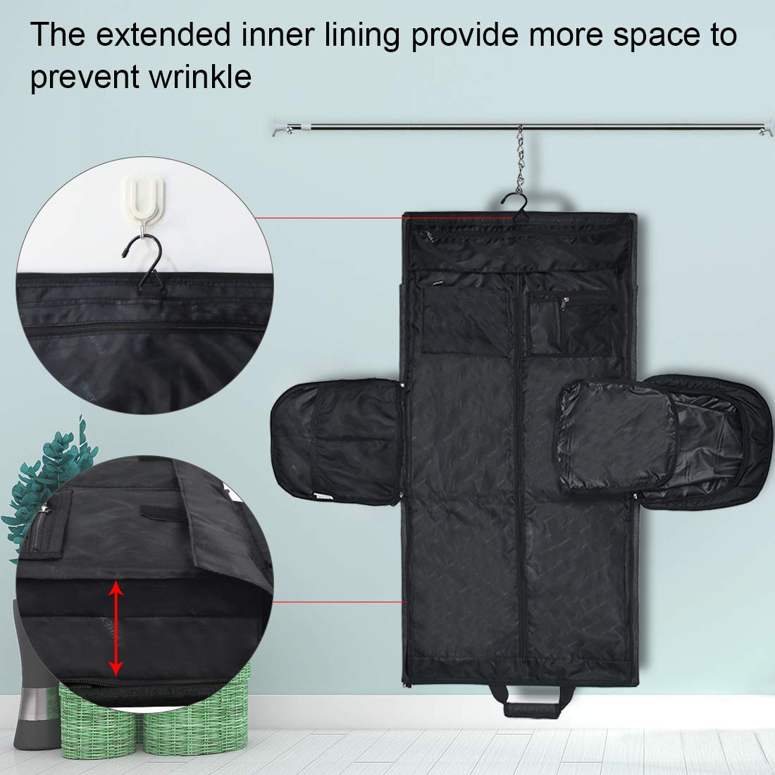Convertible Suit Travel Garment Bag with Shoes Compartment - Waterproof Large Carry On Duffel Weekender Bag for Men & Women - Perfect for Business Trips, Weddings & Airplane Travel