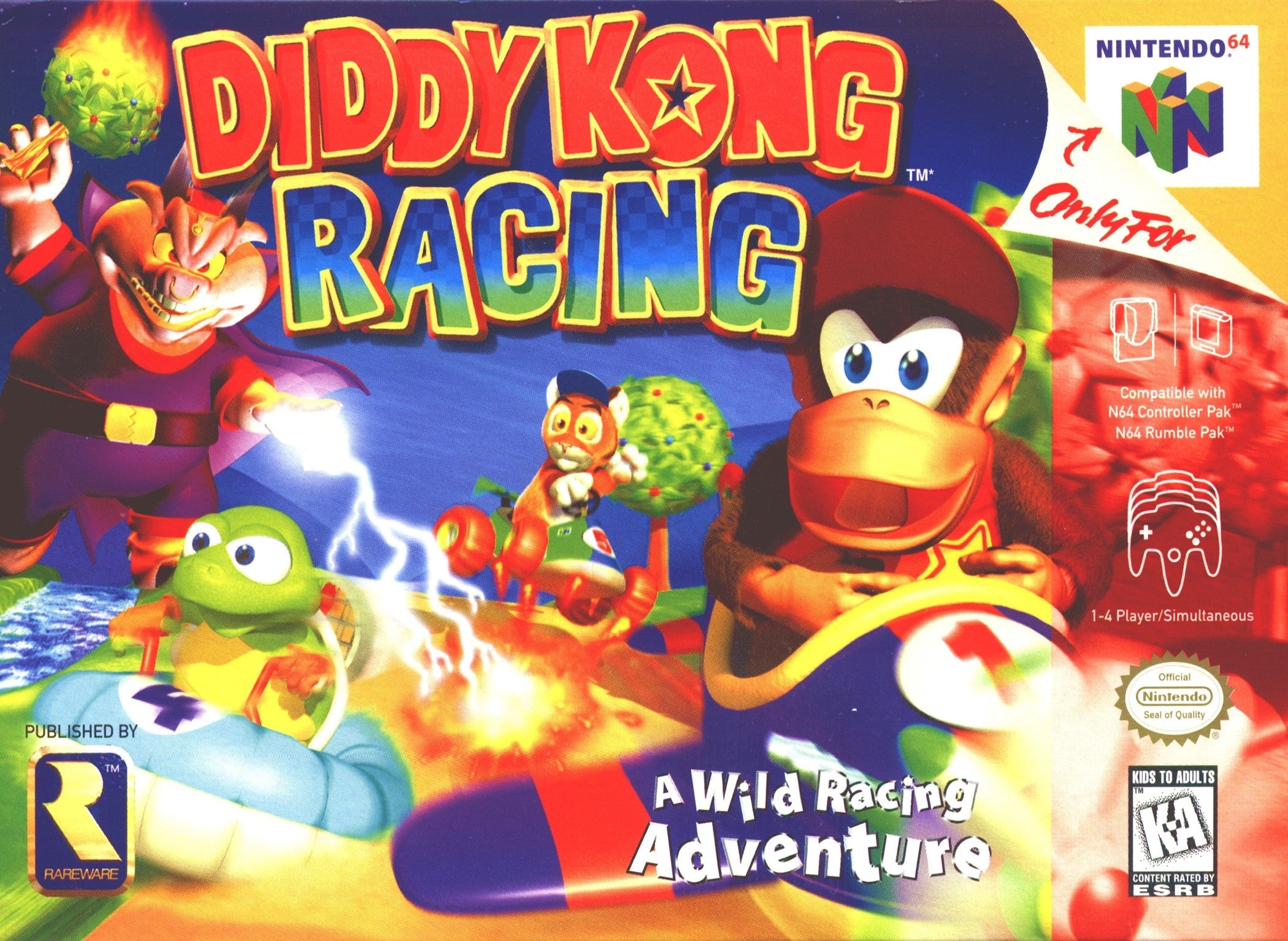 Diddy Kong Racing - Classic Nintendo 64 Racing Game for Kids & Adults - Fun Multiplayer Party Game for Family Gatherings & Game Nights