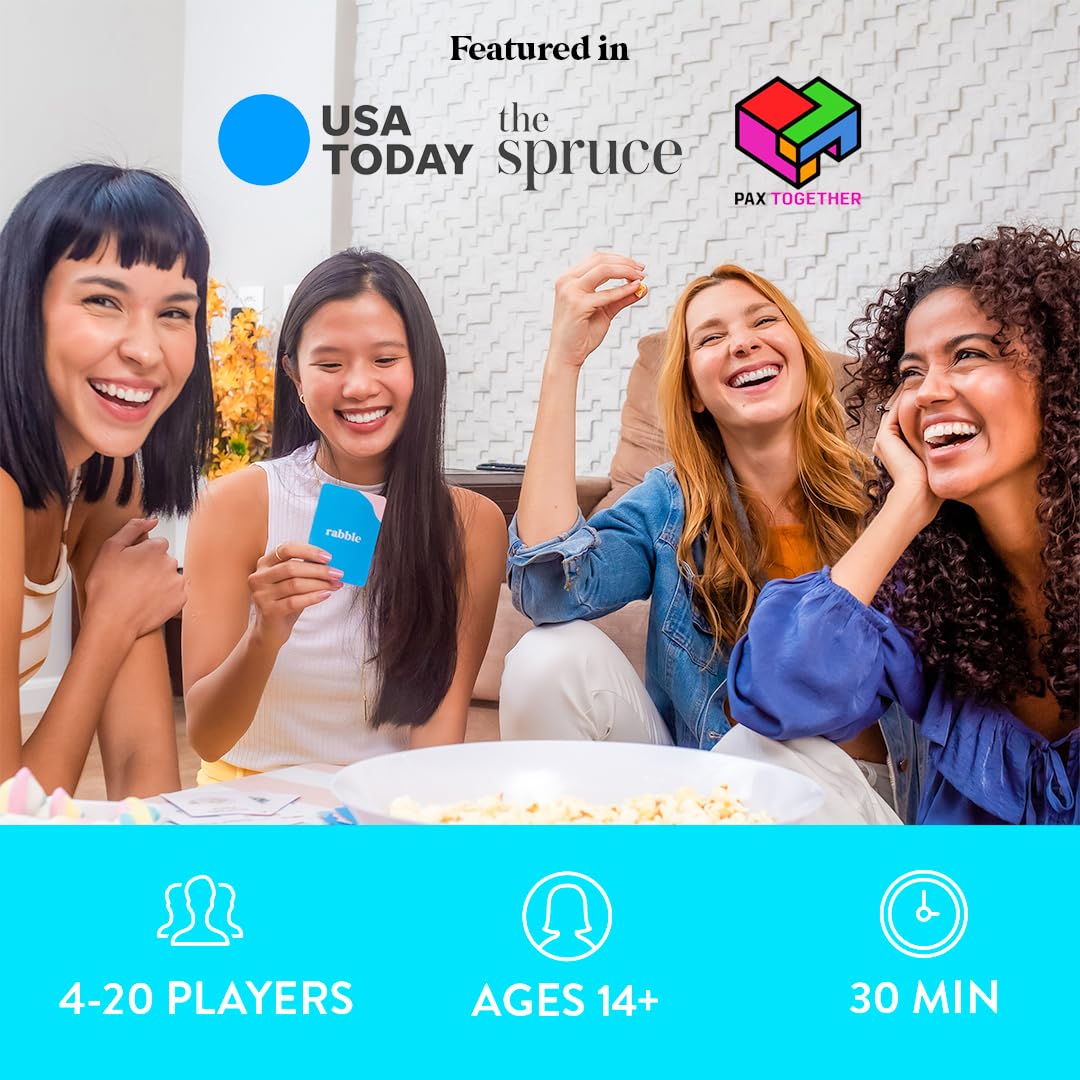 Rabble - Fun & Engaging Party Game for 4-20+ Players | Perfect for Adults, Teens & Family Game Nights | Great for Bachelorette Parties, Group Gatherings & Social Events | Exciting Guessing Game for Friends & Large Groups