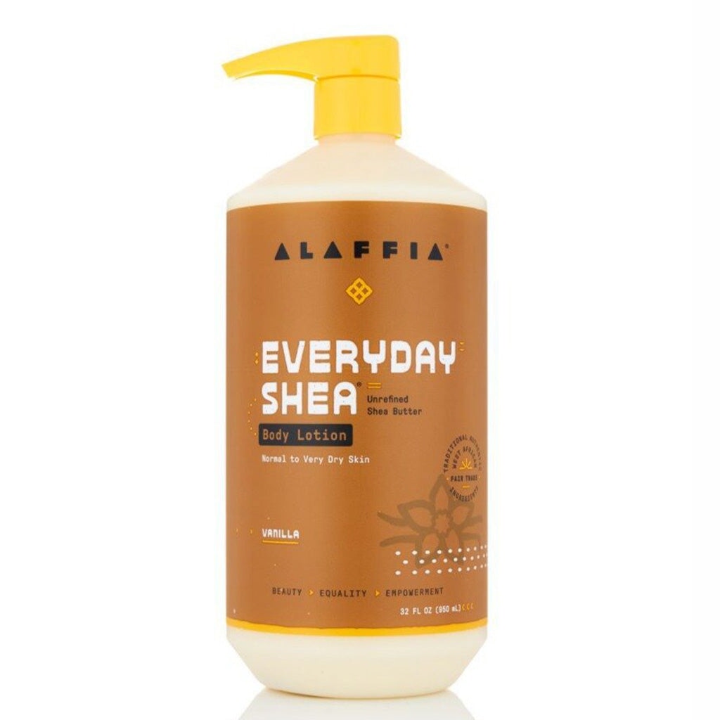 Alaffia Everyday Shea Body Lotion - Vanilla Scented, 100% Natural Shea Butter Moisturizer for Dry Skin | Hydrating & Nourishing Body Cream for Daily Use at Home, Spa or Travel