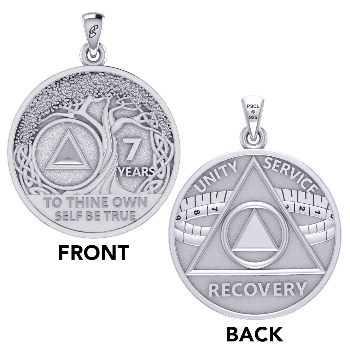 Tree of Life Sterling Silver Coin Pendant - Double Sided AA Recovery Jewelry TPD6334 for Meditation, Yoga & Spiritual Healing