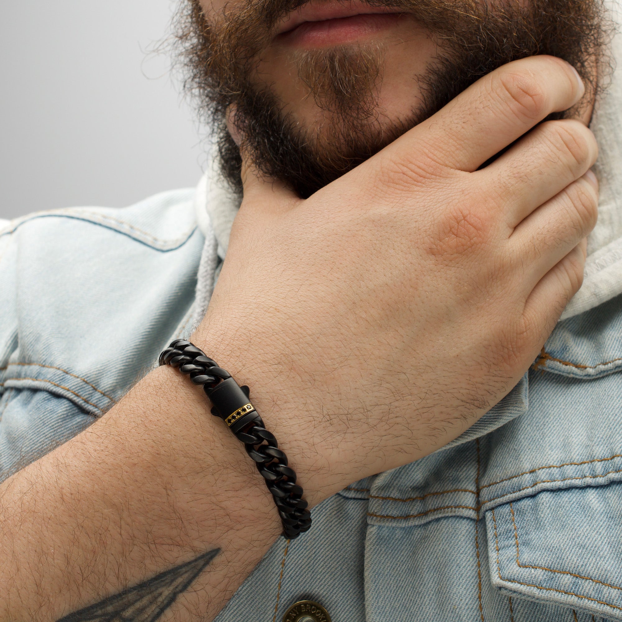 10mm Black IP Steel Matte Finish Miami Cuban Chain Bracelet with 1.6mm Genuine Black Sapphire Gem - Stylish Men's Jewelry for Casual Wear, Parties & Gifts