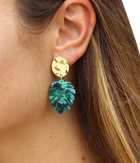 Monstera Leaf Earrings - Gold Stud Earrings for Women - 2