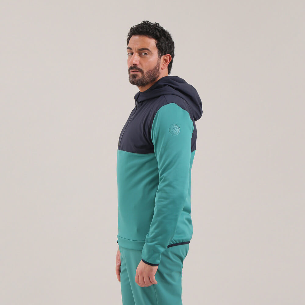 PINTUS PRO THERM® Men's Lightweight Hooded Quarter Zip Pullover Fleece Jacket - Warm & Breathable for Outdoor Hiking, Running, Camping