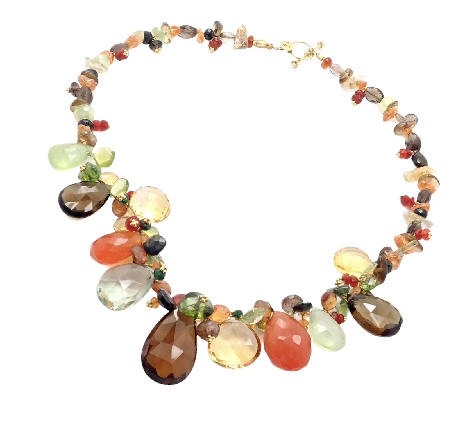 22K Yellow Gold Briolette Onyx Spessartite Bead Candy Necklace by Laura Gibson - Rare Vintage Statement Jewelry for Women, Perfect for Evening Parties & Special Occasions