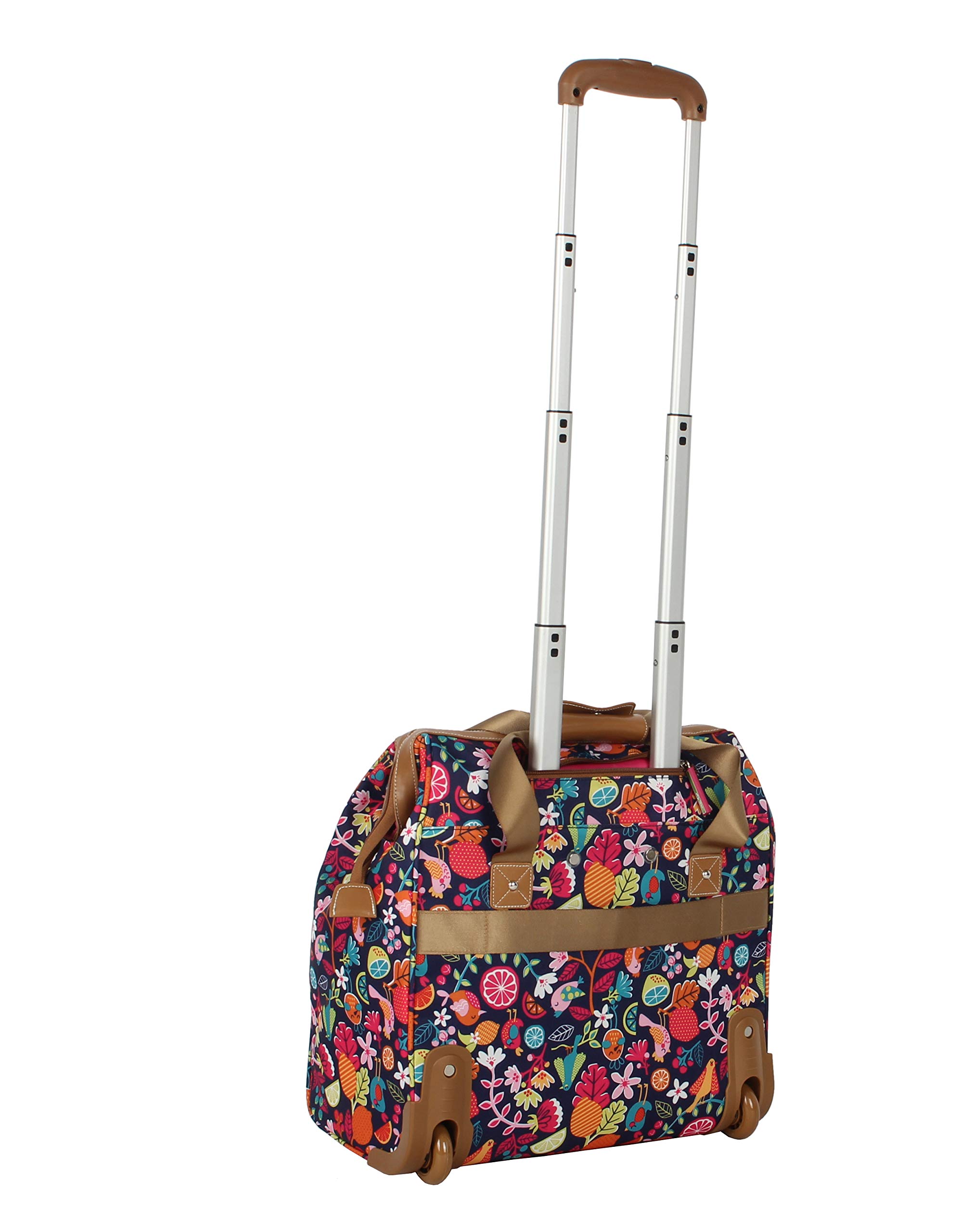 Lily Bloom 15-Inch Designer Under Seat Tote Carry-On Bag for Women - Lightweight Spinner Wheel Cabin Luggage with Stylish Pattern (Fruit Loops) - Perfect for Air Travel, Business Trips & Weekend Getaways