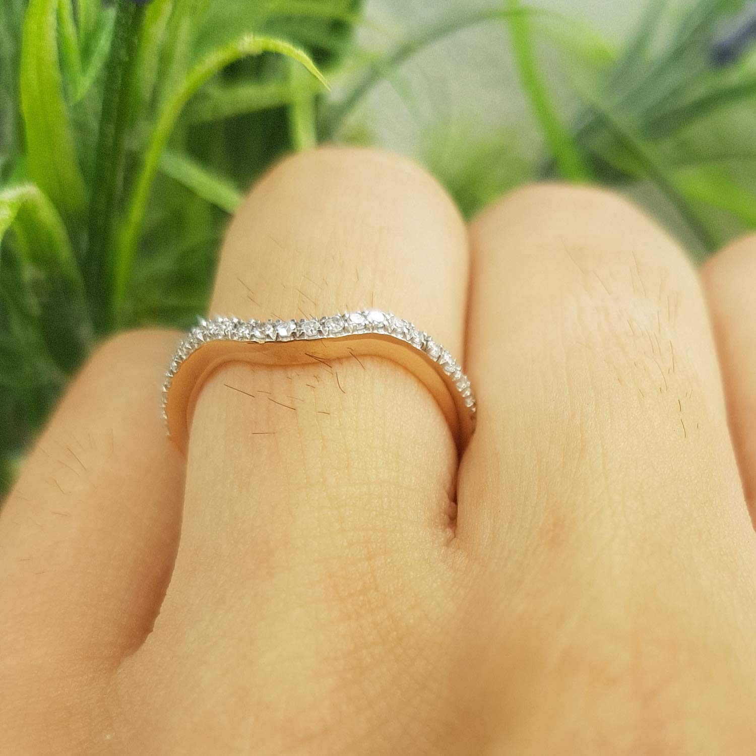 0.15 Carat Round White Diamond Wedding Ring Enhancer Guard Band for Women - Solid Gold Contour Bridal Jewelry - Perfect for Engagement, Anniversary & Special Occasions