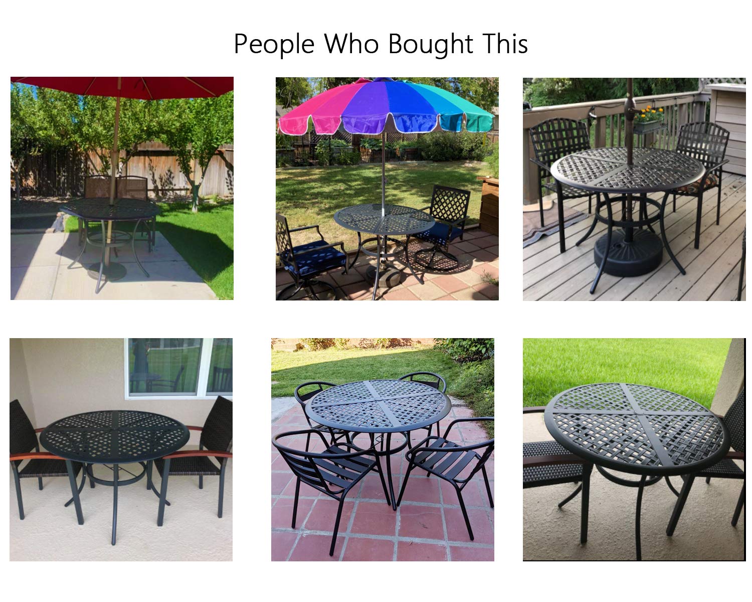 Romayard 42 Inch Round Outdoor Dining Table - Powder-Coated Steel Patio Bistro Table with 2.1