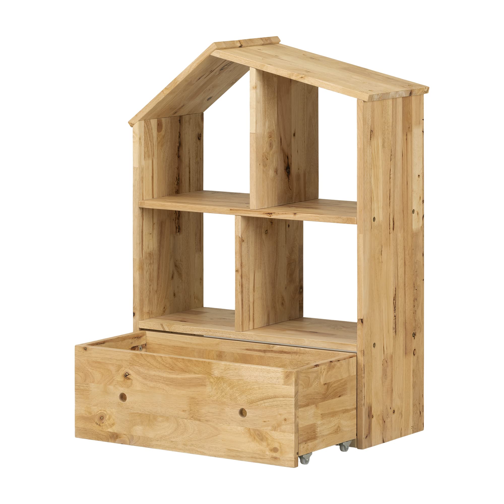 South Shore Sweedi 5-Shelf Bookcase with Storage Bin - Natural Wood Finish for Home, Office & Kids Room Organization
