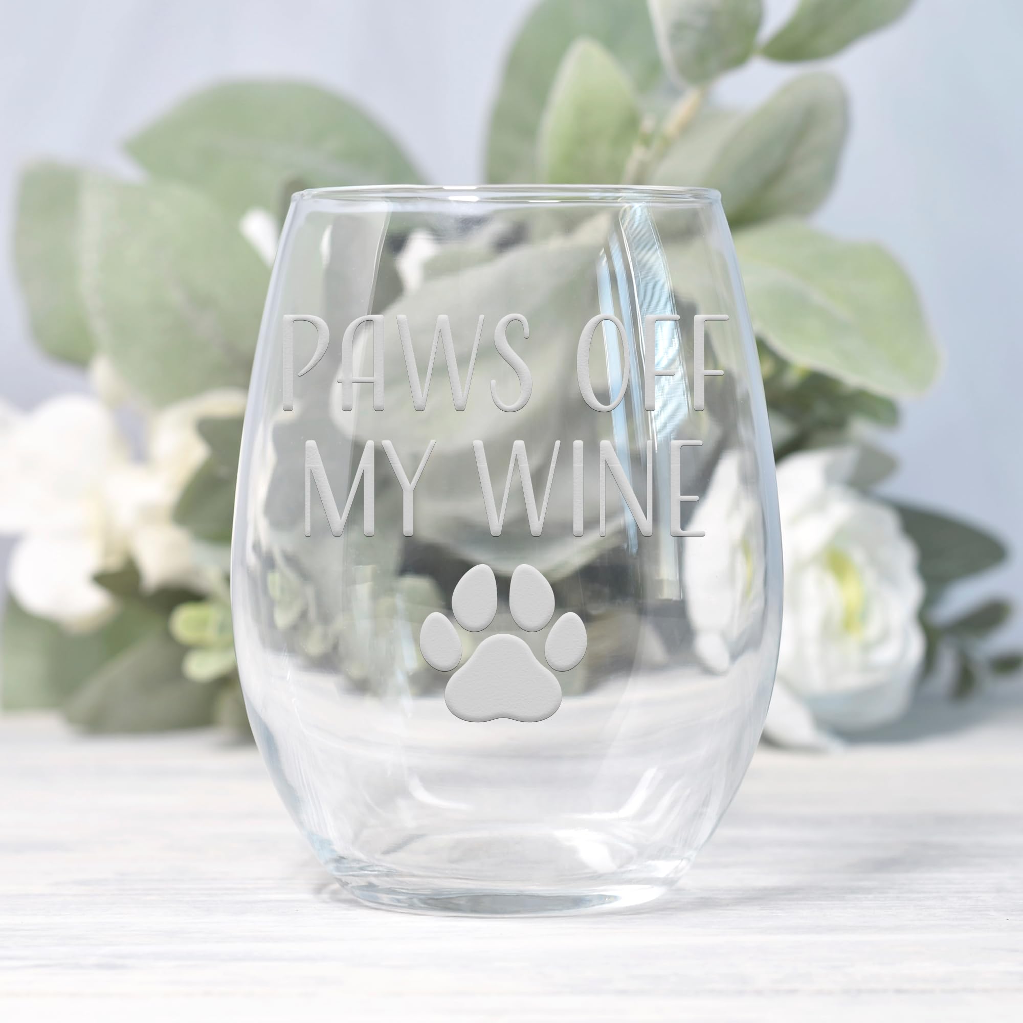 Paws Off My Wine Stemless Glass for Dog Moms - Perfect Dog Lover Gift, Funny Wine Cup for Pet Owners - Great for Housewarming, Birthday Parties & Relaxing with Your Pup