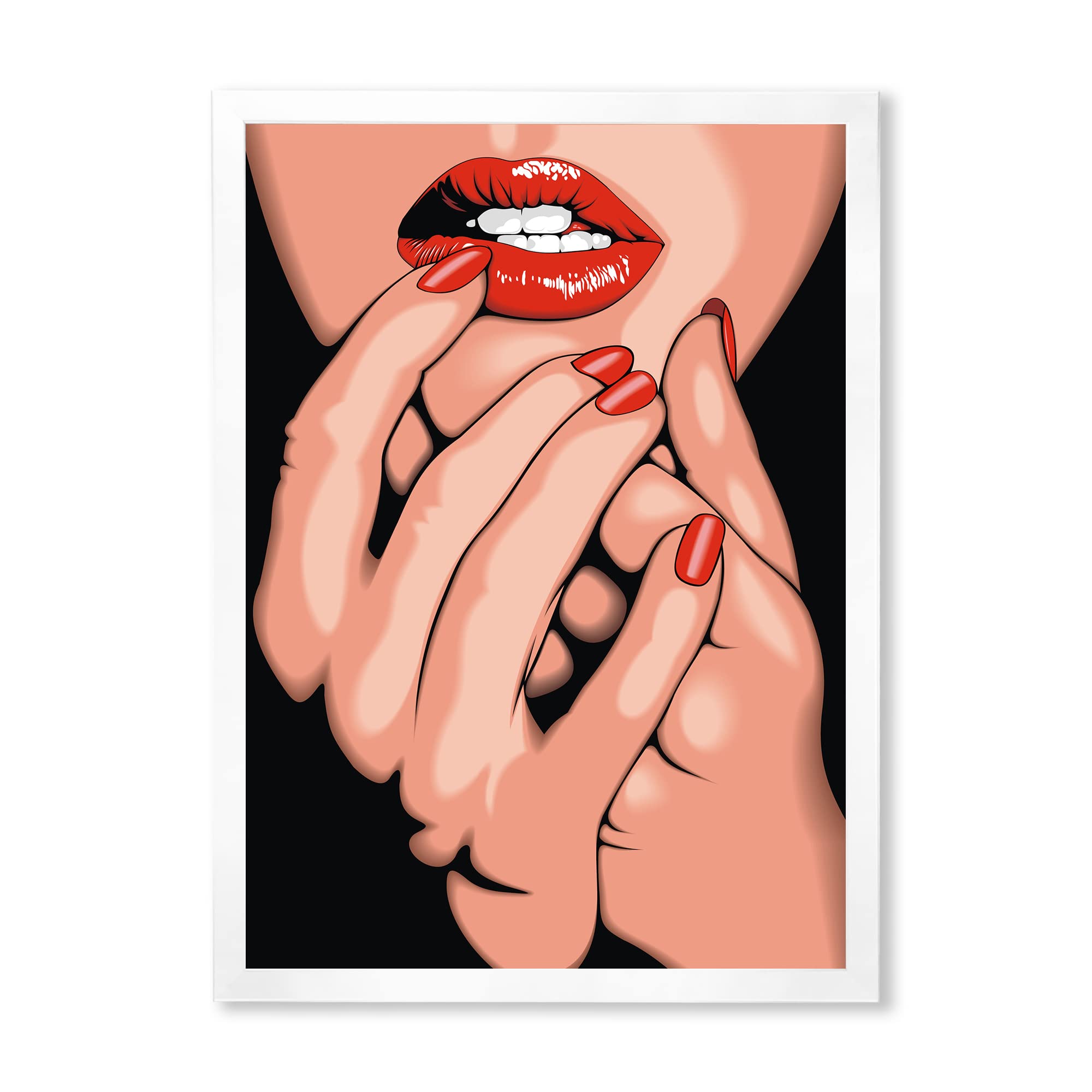DesignQ Modern Young Woman Portrait Framed Wall Art - Elegant Home & Office Decor for Living Room, Bedroom, or Gift