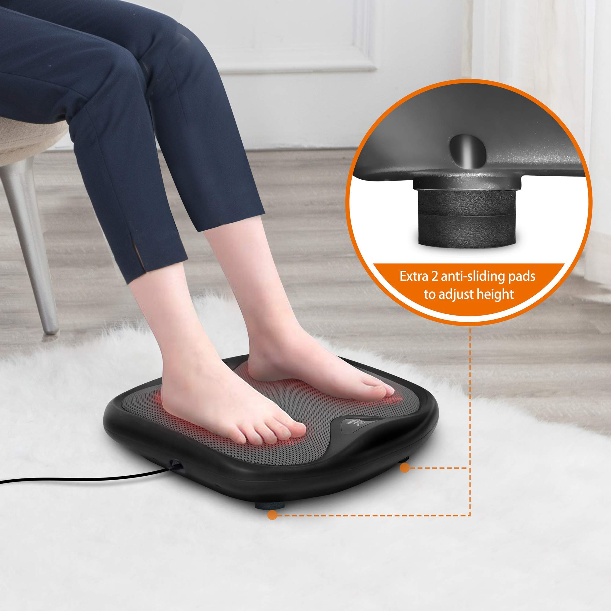 Snailax Cordless Handheld Back Massager with Heat - 2-in-1 Shiatsu Foot & Back Massager for Pain Relief - Electric Deep Tissue Massage Machine for Home, Office & Travel Use